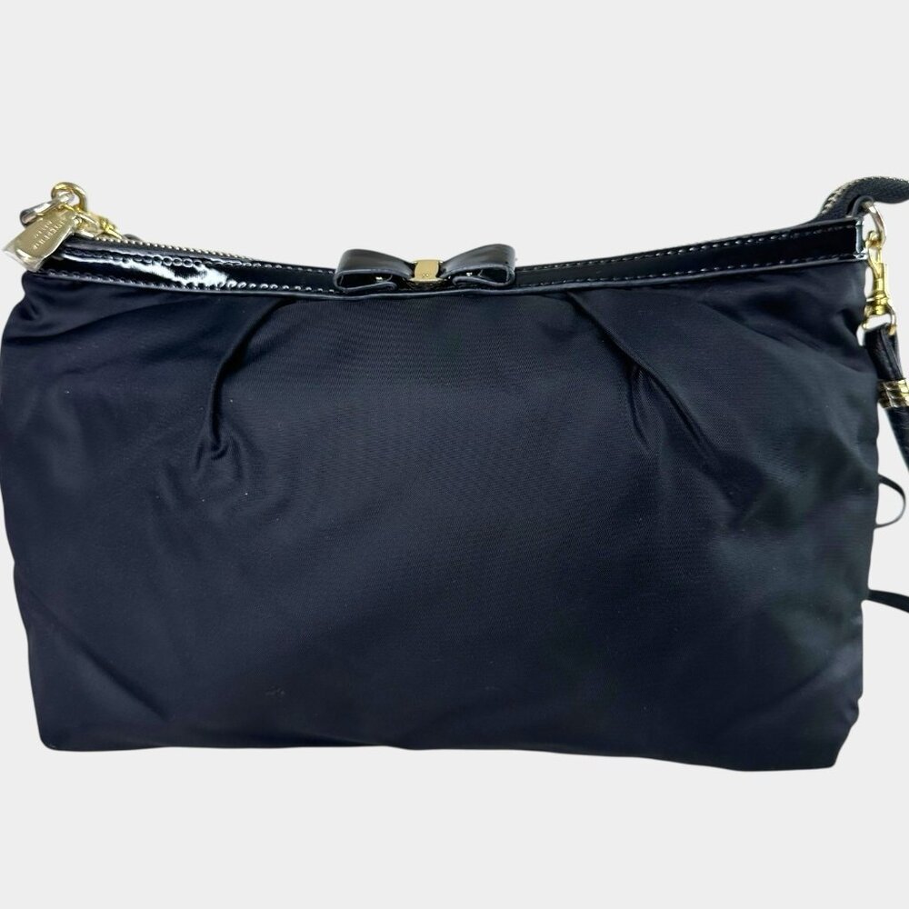 Anteprima Misto Crossbody Bag Black Nylon Patent Leather Black Zipper Closure
